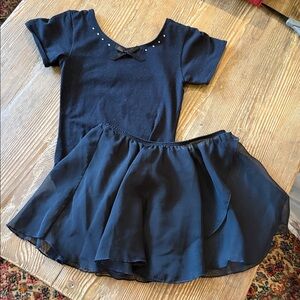 Freestyle Danskin Girls large Cap Sleeve Dance/Gymnastics Leotard & sheer Skirt